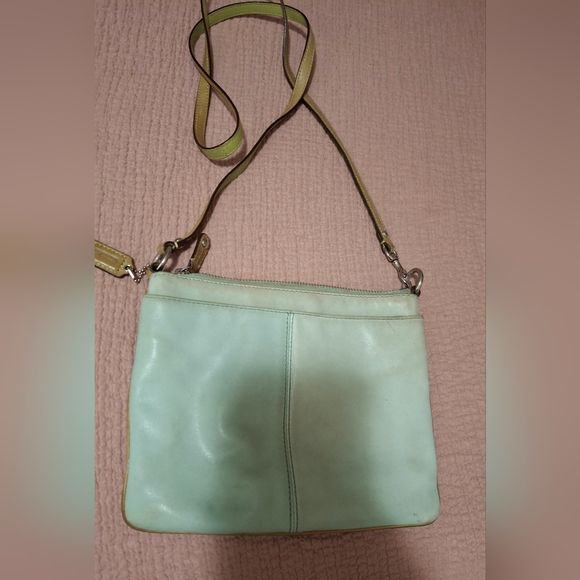 Coach Vintage Mint Green and Tan Crossbody Bag GUC - Picture 2 of 7